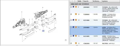 PSA 25936881 Ön-Arka Dış Açma Kol Ufak Parça : R 13289946 138506 138614 25936881