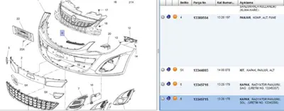 PSA 13345715 Ön Panjur Izgarası Sol 2012 1320178 13345715