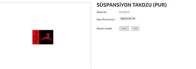 MEHA MH40143 Suspansıyon Takozu (Polıuretan) Seat Leon Vw Golf Vıı 5QO511357M