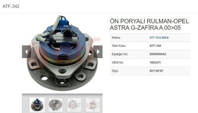 ATF 342 Teker Poryası On Astra G Zafıra 5 Bjn Abs Lı 11010069 11095992 11095993 12413197 12413217 12413218 13123488 15731627 1603195 1603211