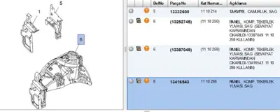 PSA 13416543 Ön Sase : R 1110258 1110286 13387049 13416543