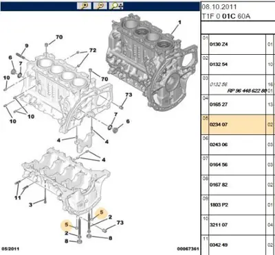 PSA 023407 Motor Blok Tapası Dv4 Dv5 Dv6 Peugeot Opel 023407