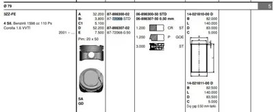 GOETZE 87 72068 050 Piston Segmanlı Corolla 00-06 1.6l Vvt-I 1zzfe - 3zzfe 79.00mm 050 8772068050