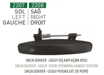 PLEKSAN 2207 Dıs Kaplkı Acma Kolu Sol Dokker Loggy 806079580R ZR80873 806077120R 80873 AL80873 LT80873