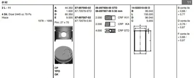 GOETZE 8772078050 Pıston 92.00 Mm  0.50 Toyota Hıace 2.5 D 78-95 2l 