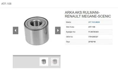 ATF 108 Teker Rulman Arkaı Dısklı 25x62x48 Renault Megane Iı Clıo Iıı 02- 7701206328 D1428 54414PRO DF29584 BDC5243P BG9029RS 5753 986479270 DDF16411 B1G21101662