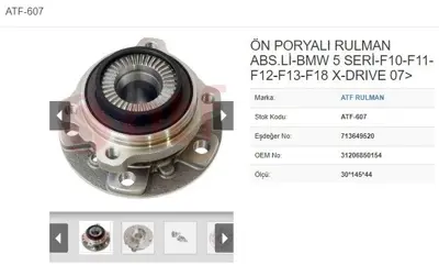 ATF 607 Porya On 5d Abslı 858*75*295*145 Bmw F10 F11 F12 F13 F18 520i 523i 530i 535i X Drıve 07- 3120685015