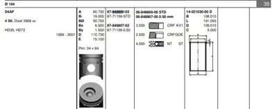 GOETZE 0684880700 Segman 104.00 Mm  0.50 3/2/4 Hyundaı Hd72 Hd35 Kamyon 99- D4af 