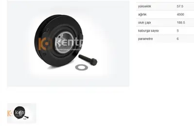 KENTPAR 11S Krank Kasnagı Crafter Lt35 T4 A6 S70 S80 V70 2.4d 2.5 Tdı 94-  Ael Ahd Anj Avr Bjm Kıt 074105251M