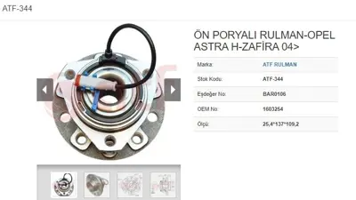 ATF 344 Porya On 5d Abslı 25 4×137*109 2 Opel Astra H Zafira 12 13 Cdtı 16 17 Cdtı 18 19 Cdtı 04- 1603254 13110964 713644320 460548 9333070 197543 9333070K H1X014BTA 93178652 VKBA3651