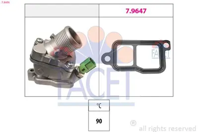 FACET 78606 Termostat 90ºc Volvo C30 S40 Iı S60 I V70 Iı 01 30637217 30650022 30777475 31293699 662690102 QTH437K 30777476 30637216 662690399 30650469
