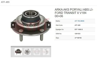 ATF 465 Porya Arka 5d Abslı 37*189*90 Ford Transıt Iı V184 20 T Dcı 24 T Dcı 00-06 808871 1201303 KR3538 5401762534 1551400600 BWK864 26680 FR391146 5259 307866