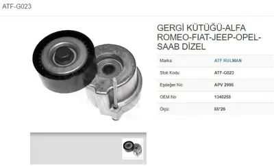 ATF G023 Alternator Gergısı Opel Astra H Vectra C 19 Cdtı Fıat 500 Bravo 16 Jtd 19 Jtd 05- Z19dt Z19dth 1340258 6340619 51758384 55561330 VKMA35603 6340556 3G903137B 71743962 51820520 93179102