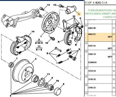 PSA 4402.91 Teker Sılındırı Sag Arka 106 1,0 1,1 Xn Xr Xt 440291 K20460 5437678 TG9B068 CA2031IR LRA03225 5702H7 9664057480 440202 9090547