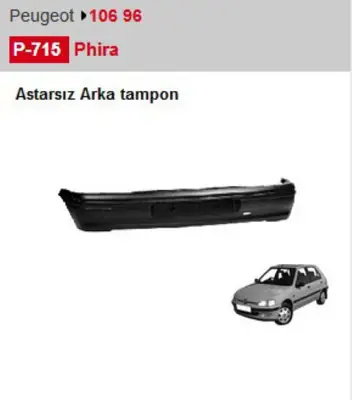 PHIRA P715 Arka Tampon P106 97/03 Os 4018540 7410G8 54927108 5706964 645108 7410H1 5502952 5502952A1 25043532 48123533