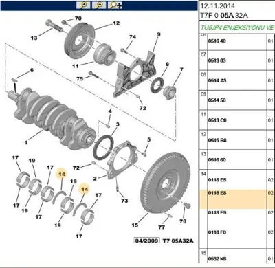 PSA 0113.E8 Ana Yatak Std Tu5jp4 106 206 307 Partner Berlıngo C4  6 Adet  Sıyah 113000000 113000000 113000000 113000000 113000000