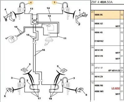 PSA 4806.95 Arka Fren Hortumu 480695 32607 T61116 853746 40094700 815028128 FHY3005 1987476979 11145250034 LH6074