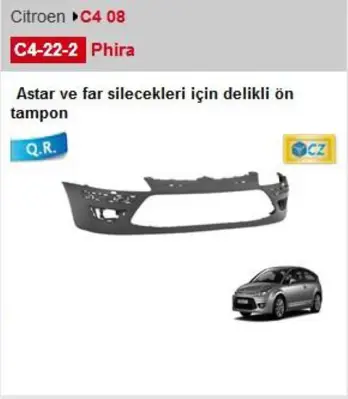 PHIRA C4022 Ön Tampon Astarlı Sisli Far Yıkamalı C4 Os 7401GS 633124 CI4241031 7401AV 4072051 7401AS 970575 25331061 ACI0970575 3651869C