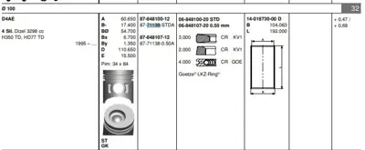 GOETZE 8771138050A Pıston 100.00 Mm  0.50 Hyundaı H350td Hd77td 95- D4ae 