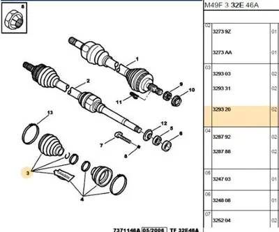 PSA 3293.20 Aks Körük Dış P206/P307/Partner Be4r/Ma 329320 VKJP1074 303256 18600 18601 1427 222112 BSG70705002 222113 M100