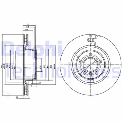 DELPHI BG9009 Fren Dıskı On 5d 360mm  Range Rover 05- SDB500192 SDB500193 DI956438S 986479557 BG9009 9937220 BBD5830S 9937221 AND6766 6065065