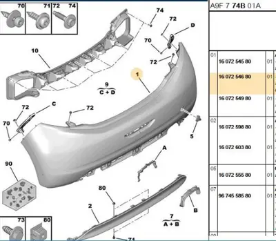 PSA 1607254680 Arka Tampon Peugeot P208 ACI4034545 1607254680 4034545 PG3261061 4227056 5509951A1 20812330 365018CC 562108 48233532