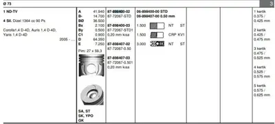 GOETZE 0689840000 Segman 73.00 Mm Std Toyota Corolla 05- D4d 1nt-Tv 1d 120/150 