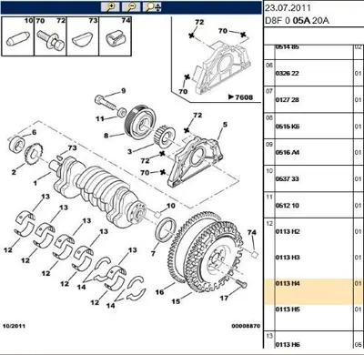 PSA 0113.H4 Ana Yatak Std  1,866mm  Yesıl  Xu10j2 405 406  Em Ym  Xsara Xm Zx Evısıon 0113H2 0113H2 0113H2 0113H2 0113H2