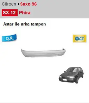PHIRA SX12 Arka Tampon Komple Astarlı Saxo 96/99 7410K7 950542 25041048 7410G6 950540 ACI0950540 SX96313 5506000518950P 107071610 518950A1