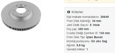 OPTIMAL BS7941C Fren Dıskı On Sag 5d 350mm Q7  Touareg  06-  Teklı 7L6 615 30