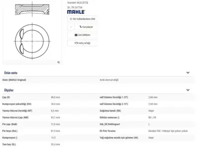 BEHR MAHLE 0110300 Pıston 86.00 Mm Std Opel Astra G Vectra B 2.0 Frontera A-B 2.2ı 96- X20xev C20sel X22xe X22se Y22se 92064610 5623157 623495 90501058 9196551 90499420 624250 30M0001000JPN