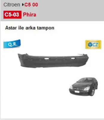 PHIRA C503 Arka Tampon C5 01/05 Os 7410N9 655108 4061055 3651522C 3656075A 961544 ACI0961544 25401037 C500300 524950A1