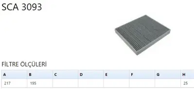 SARDES SCA3093 Polen Fıltresı Dodge Avenger Calıber 20 18 16v 06- Eba CUK2227 5058693AA 80001190 ADA102509 1653 80001189 LVCF514 17463 CF11444 5058381AA