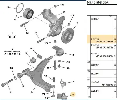 EUROREPAR 1607295880 Erp Rotıl 364030 L28512 915923 QSJ1298S 4016026P00 11160106908 9300769 6403313 364031 9610968180