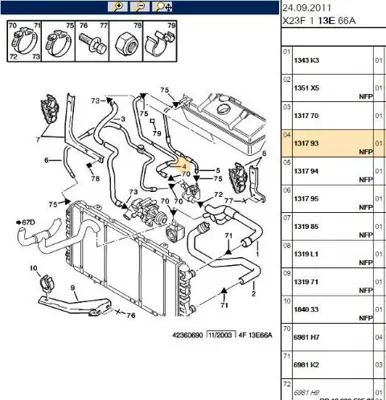PSA 1317.93 Radyator Su Hortumu 131793 1110055 1107044 1108093 1110028 20301801BN 227759 S0411 1211208 1311150