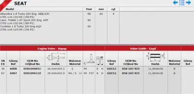 GÜNEŞ 6008460071 Takım Subap 20v Volkswagen Passat 18t Agu Anb Apu Aeb 150ps 058109601C 058109601C 058 109 601C 058109601C 058109601C 058109611E