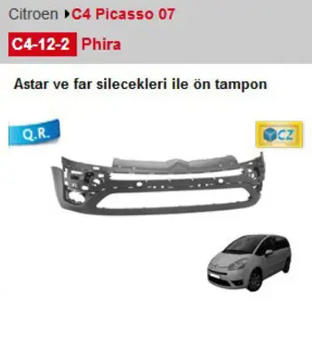 PHIRA C4122 Ön Tampon Astarlı Far Yıkamalı C4 Picass Os 7401FK 766144 4072751 3651371A 3651551C 973576 ACI0973576 538902A1 GP407235 25131069