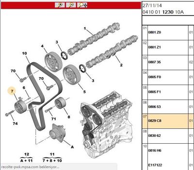 PSA 0829.C8 Trıger Gergı Rulmanı Plastik  Tu5jp4  1.6 16v Tüm Seri 0829C8 0829.C8 0829C8 0829C8 0829A0
