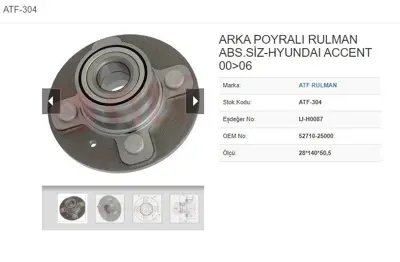 ATF 304 Porya Arka 4d Abssız 28*140*50 5 Hyundaı Accent Lc 13 15 15 Crdı 16 00-06 52710-2500