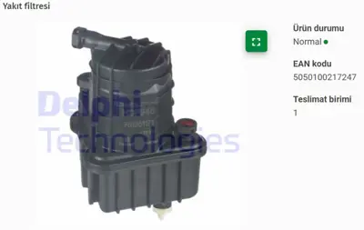 DELPHI DF945 Yakıt Fıltresı Renault Yeni  Clıo Grandtour 15 D LATG51A 7701062072 4849 FP5899 EFF191 LFDF146 DP1110130097 RN492 7701479151 8200447199