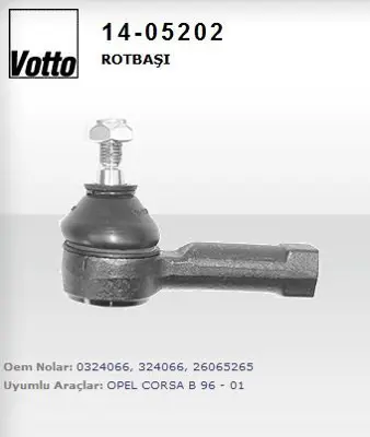 VOTTO 14-05202 Rotbası Dısı  Opel   Combo / Corsa B / Tıgra  324066 2514701 1603455 230585 JTE721 12778 205456 6160205570 880324066 26065265