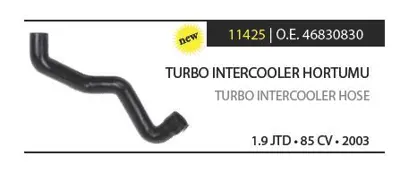 RAPRO 11425 Turbo Intercooler Hortumu  Fıat Punto 1.9 Jtd 99-12  18142 T409358 46830830 14947A 11183 500003 9358 524705 90061 AH0055