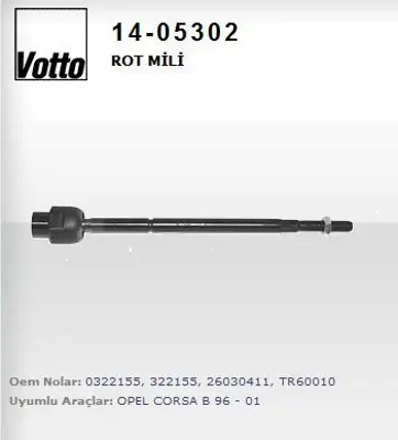 VOTTO 14-05302 Rotmılı  Opel   Corsa B / Combo  881403330327 BBJ0288 1403330327 30333027140003 G3809 49891 3423509 57015308 V301210 1405302