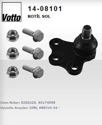VOTTO 14-08101 Rotıl Sol  Opel   Merıva 99-03  BW2098 1408101 6002099 QER2125 8MK376713181 819400 690206 350213426000 17111719258 1719258