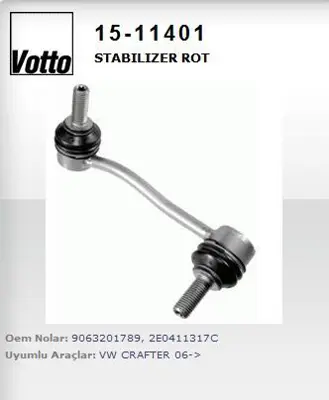 VOTTO 15-11401 Sol On Askı Rotu Vw Crafter 06-16  Mercedes Sprınter 06- 2E0411317C A9063201789 L10618 721970 925450 21531 28480 2306005 3066501 BS5029