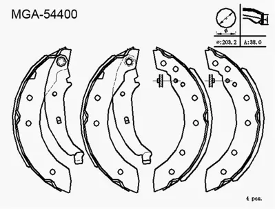 MGA 54400 Kampana Balata Levyelı   Renault  Clıo I Iı Laguna Twıngo 01 -  / Peugeot  106 206 306 97 -  108534 BG9126C 563250JC1 8DD355126641 986479F68 6161210 450521620 33100122 DDF2550C1 ADJ134349