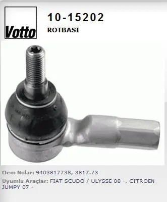 VOTTO 10-15202 Rotbası  Cıtroen   Jumpy / C8 / Fıat   Scudo / Ulysse / Peugeot   806 / Expert 07--  2305 L10815 K80668 18183 RGX100980 33520 FSK5937 70402 H405A20 ADH28020