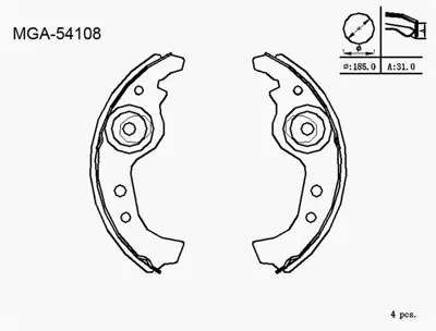 MGA 54108 Kampana Balata  Fıat Uno 60  258003620 BTH1245 OZA381D1 107685 258003386 258003467 XR3F9G444B1B 705271580 ZZP118860 F6XZ9G444AA
