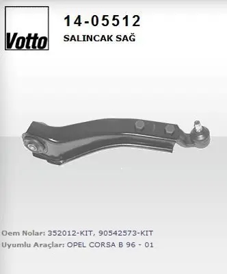 VOTTO 14-05512 Salıncak Rotıllı Sag  Opel Corsa B  5352012 OPTC0488 7476131 11659 40730017 935311 TC795 G6631 781050 CA1067R