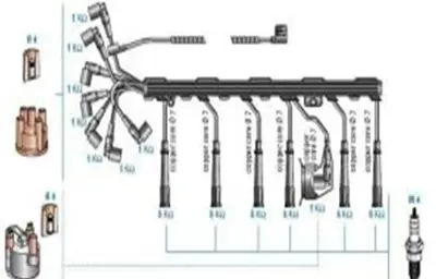 DODUCO 7831 Bujı Kablosu  Bmw   520ı E 34 720ı E 32 730ı E 32 94--  12121720530 1726037 12121735215 12121726037 12121735217 12121735216 12121710664 ZEF1236 574 48598